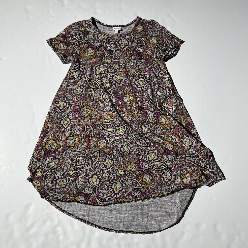 LuLaRoe Carly Dress Women Small Multicolor Paisley Floral Psychedelic Pattern
